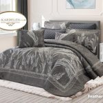 روتختی عروس 2 نفره مخمل ژاکارد طوسی ذغالی