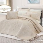 روتختی عروس 2 نفره مخمل ژاکارد کرم شیری